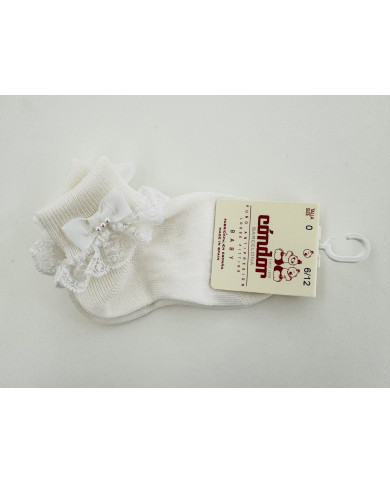Meias de cerimónia com renda e laço